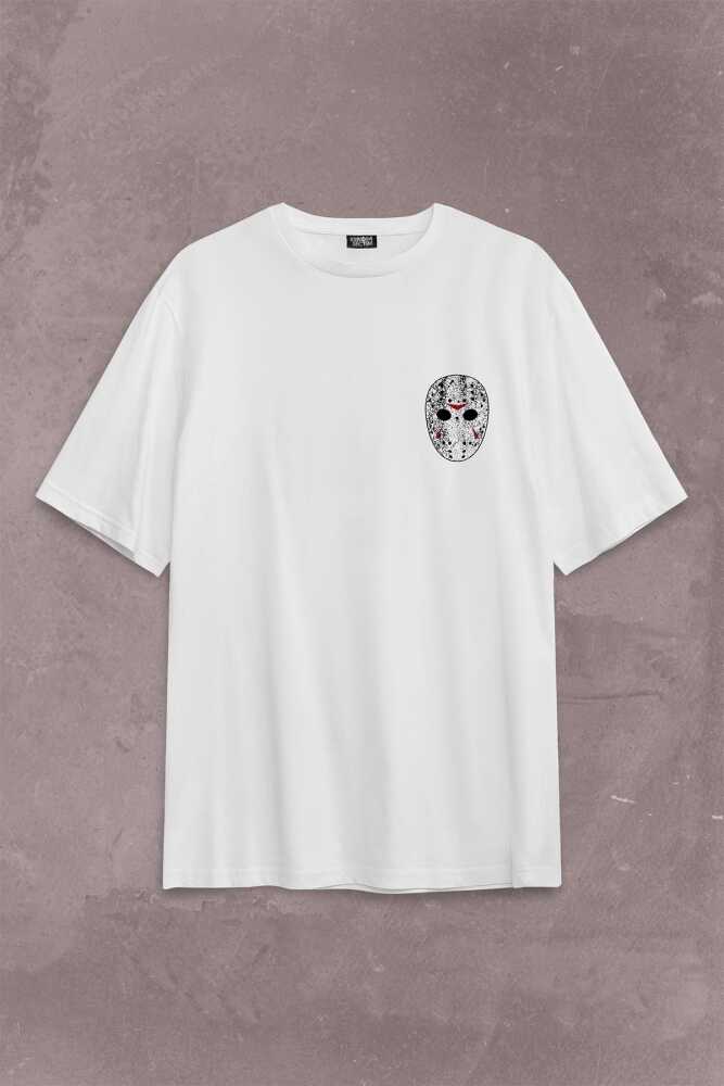 13. Cuma Onüçüncü Friday The 13Th 13 Sırt Ön Baskılı Oversize Tişört Unisex T-Shirt - 1