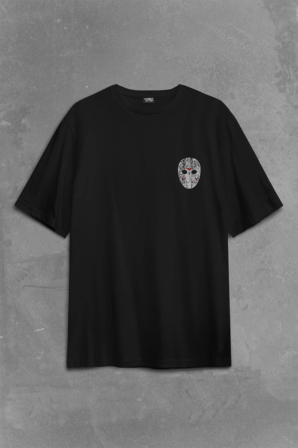 13. Cuma Onüçüncü Friday The 13Th 13 Sırt Ön Baskılı Oversize Tişört Unisex T-Shirt - 1