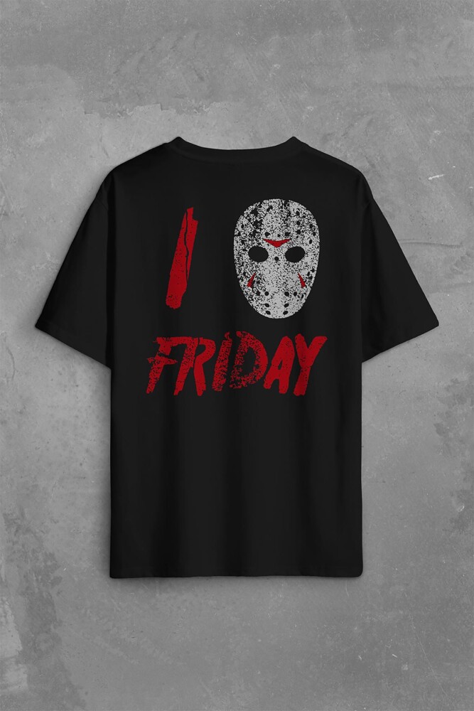 13. Cuma Onüçüncü Friday The 13Th 13 Sırt Ön Baskılı Oversize Tişört Unisex T-Shirt (1)