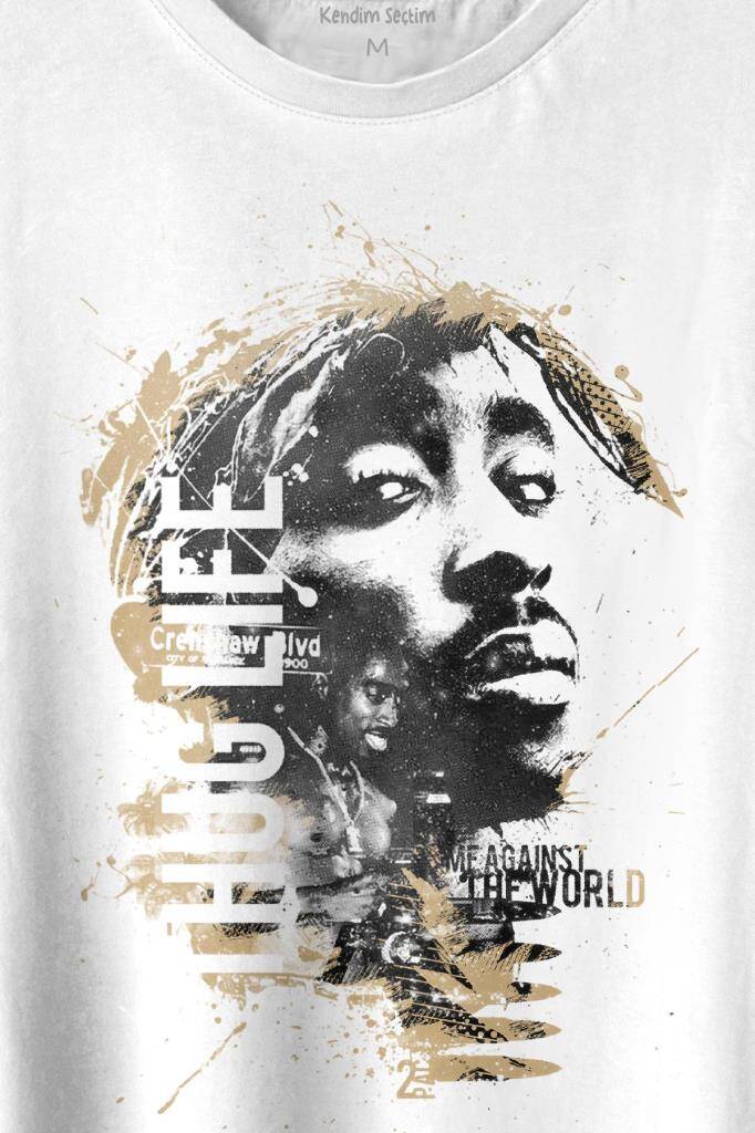2Pac Hip Hip Rap Amerika West Coast Baskılı Tişört Unisex T-shirt - 2