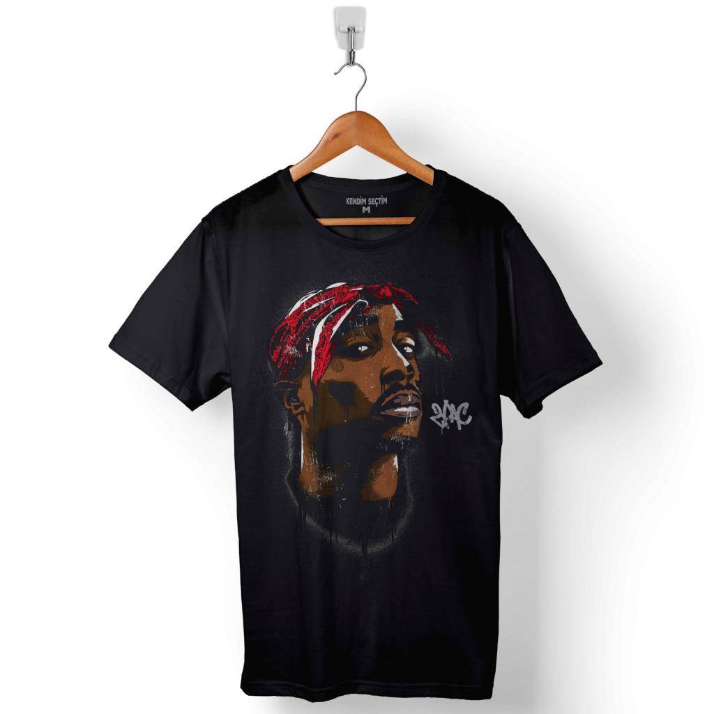 2Pac Tupac Shakur Makaveli Cartoon Atwork Hip Hop Baskılı Tişört Unisex T-Shirt - 1