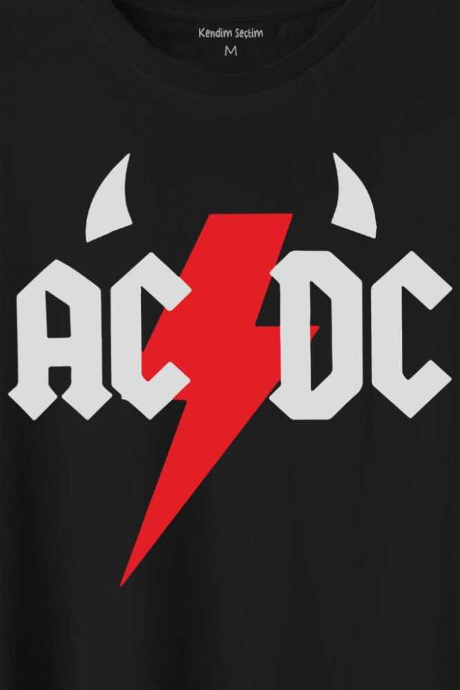 Ac Dc Alternatif Doğru Akım Music Devil Baskılı Tişört Unisex T-Shirt (1)