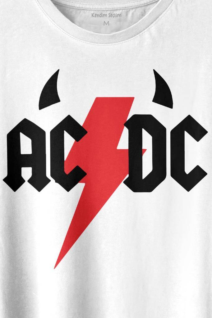Ac Dc Alternatif Doğru Akım Music Devil Baskılı Tişört Unisex T-shirt (1)