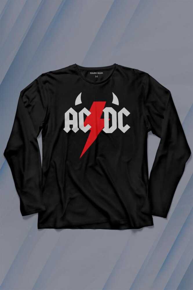 Ac Dc Alternatif Doğru Akım Musicdevil Uzun Kollu Tişört Baskılı Çocuk T-Shirt - 1