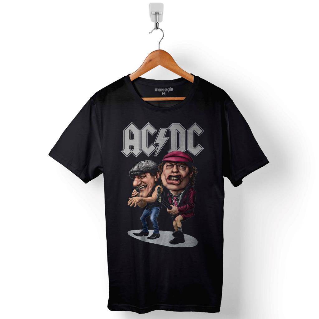 Ac Dc Band Cartoon Alternatif Doğru Akım Baskılı Tişört Unisex T-Shirt - 1
