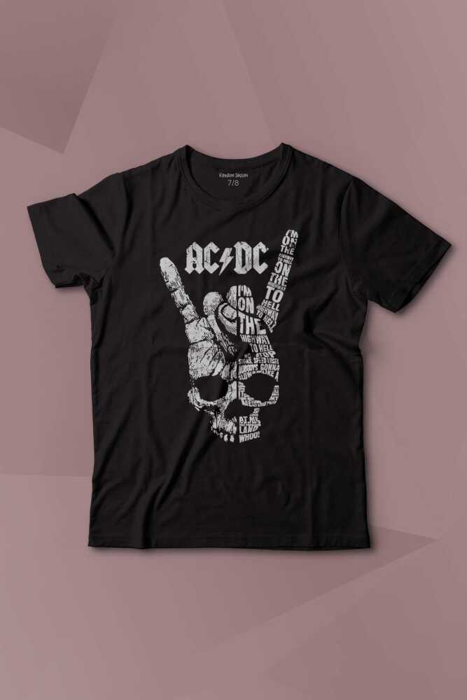 AC DC Hard Rock Music Müzik Baskılı Çocuk Tişört Kısa Kollu - 1