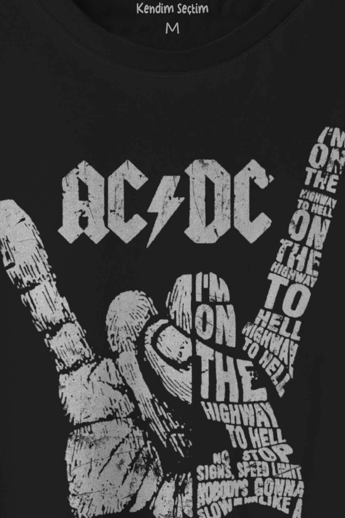 AC DC Hard Rock Music Müzik Baskılı Tişört Unisex T-shirt (1)