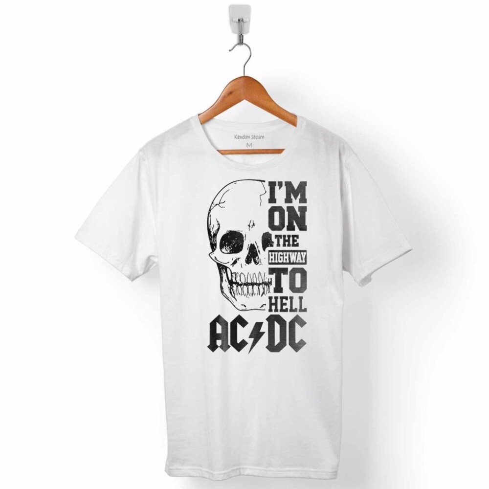 AC DC SKULL KURU KAFA I AM ON THE HIGHWAY TO HELL ERKEK TİŞÖRT - KENDİM SEÇTİM