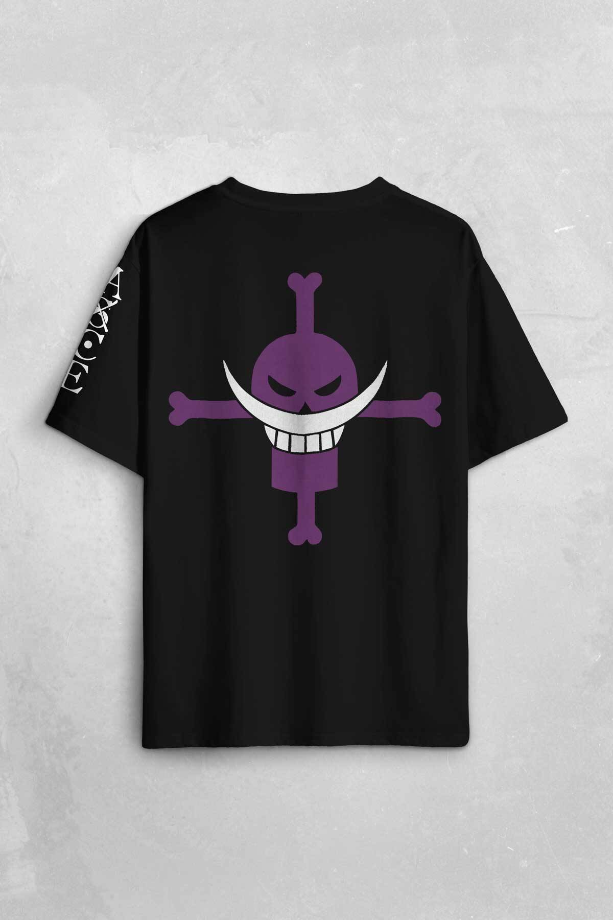 Ace Fire Fist Whitebeard Pirates Portgas One Piece ASCE Anime Kol Baskılı Oversize T-shirt - 2