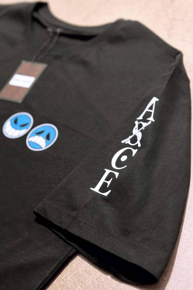 Ace Fire Fist Whitebeard Pirates Portgas One Piece ASCE Anime Kol Baskılı Oversize T-shirt - 3