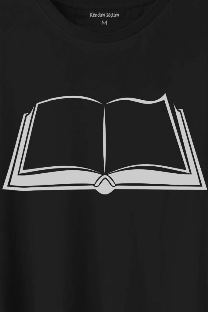 Açık Kitap Sayfası Edebiyat Roman Şiir Şair Adam Baskılı Tişört Unisex T-Shirt (1)