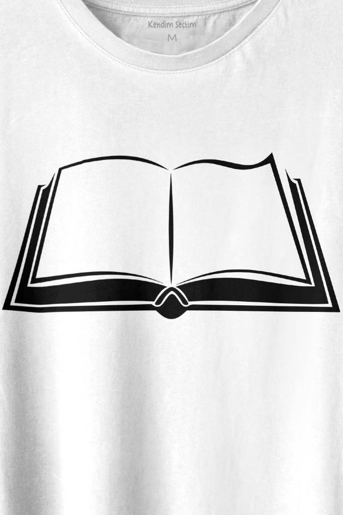 Açık Kitap Sayfası Edebiyat Roman Şiir Şair Adam Baskılı Tişört Unisex T-shirt (1)