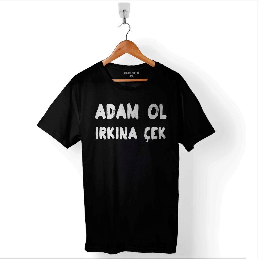 Adam Ol Irkına Çek Göktürkçe Türk Bozkurt Baskılı Tişört Unisex T-Shirt - 1