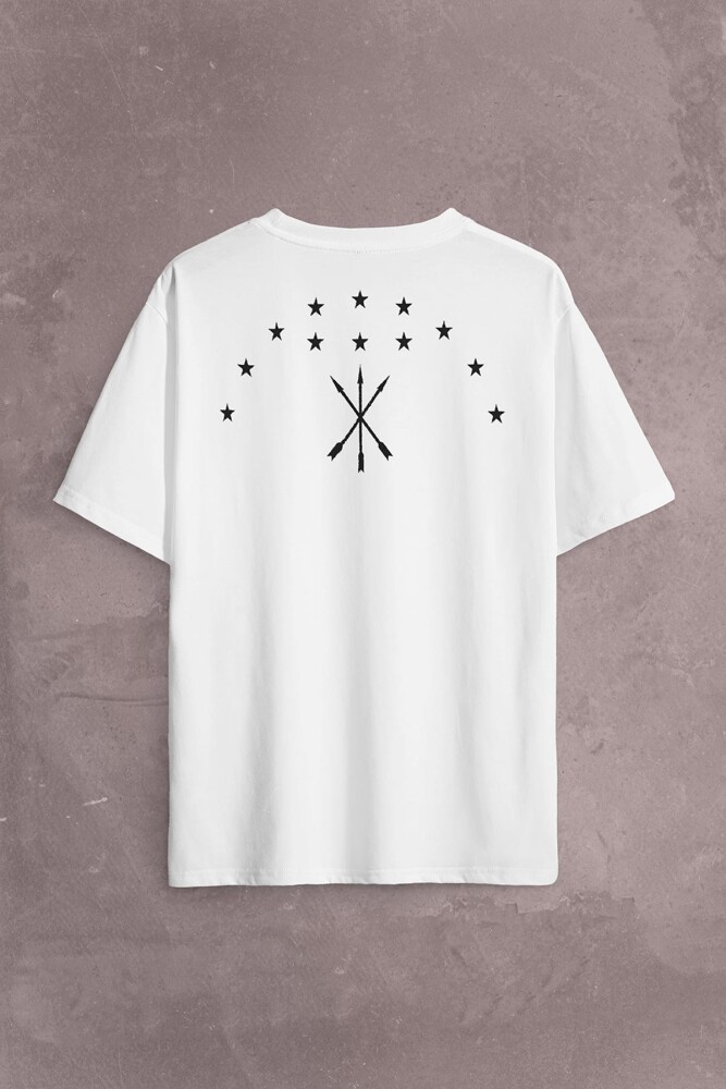 Adige Çerkes Bayrağı Adygea Circassian Flag Sırt Ön Baskılı Oversize Tişört Unisex T-Shirt - 2