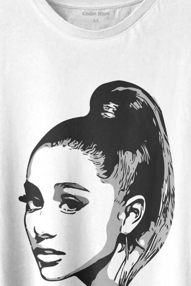 Adriana Grande Portre Silüeti Baskılı Tişört Unisex T-shirt - 2