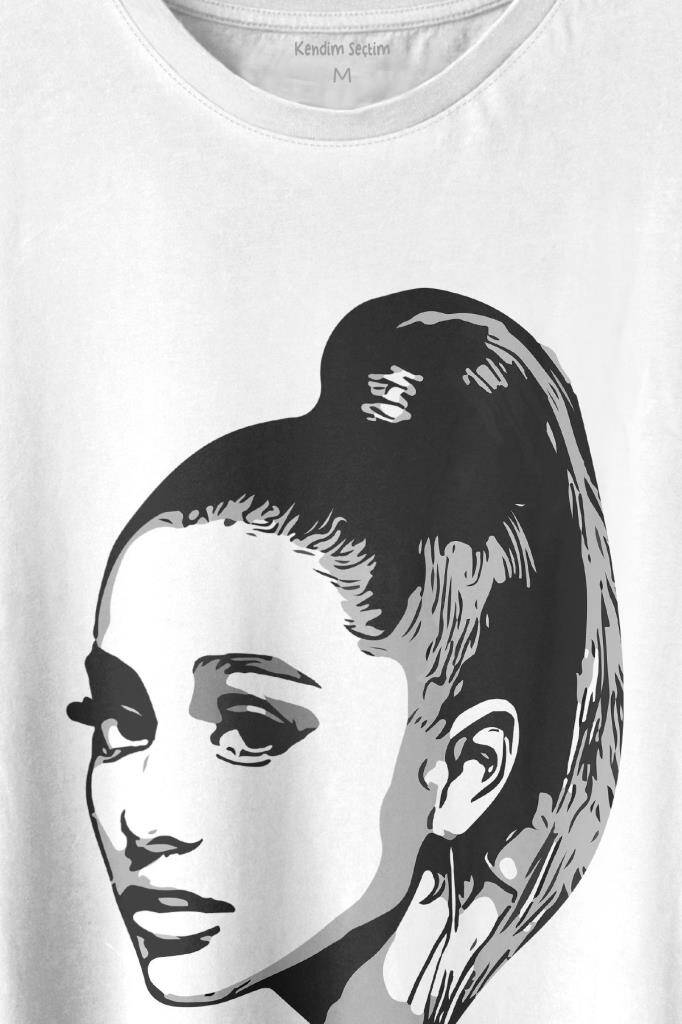 Adriana Grande Portre Silüeti Baskılı Tişört Unisex T-shirt (1)