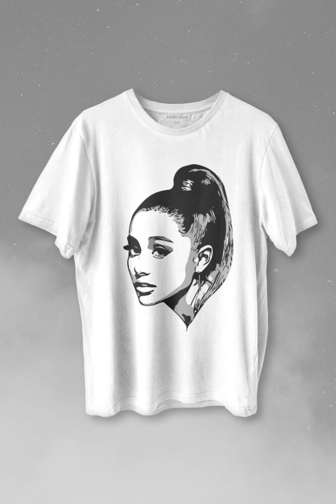 Adriana Grande Portre Silüeti Baskılı Tişört Unisex T-shirt - KENDİM SEÇTİM
