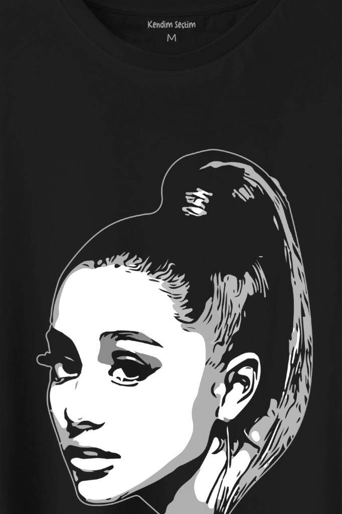 Adriana Grande Portre Silüeti Baskılı Tişört Unisex T-Shirt - 2
