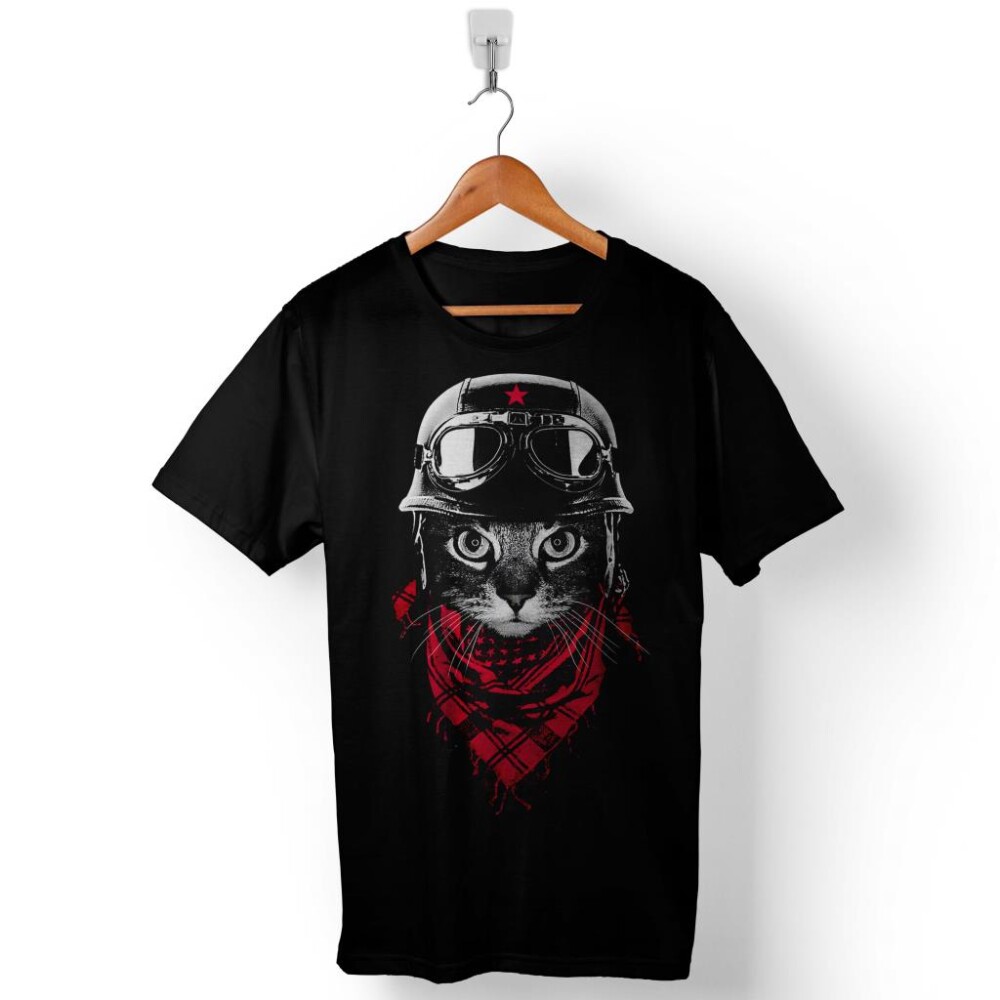 Adventurer Cat Kedi Smokin Baskılı Tişört Unisex T-Shirt - 1