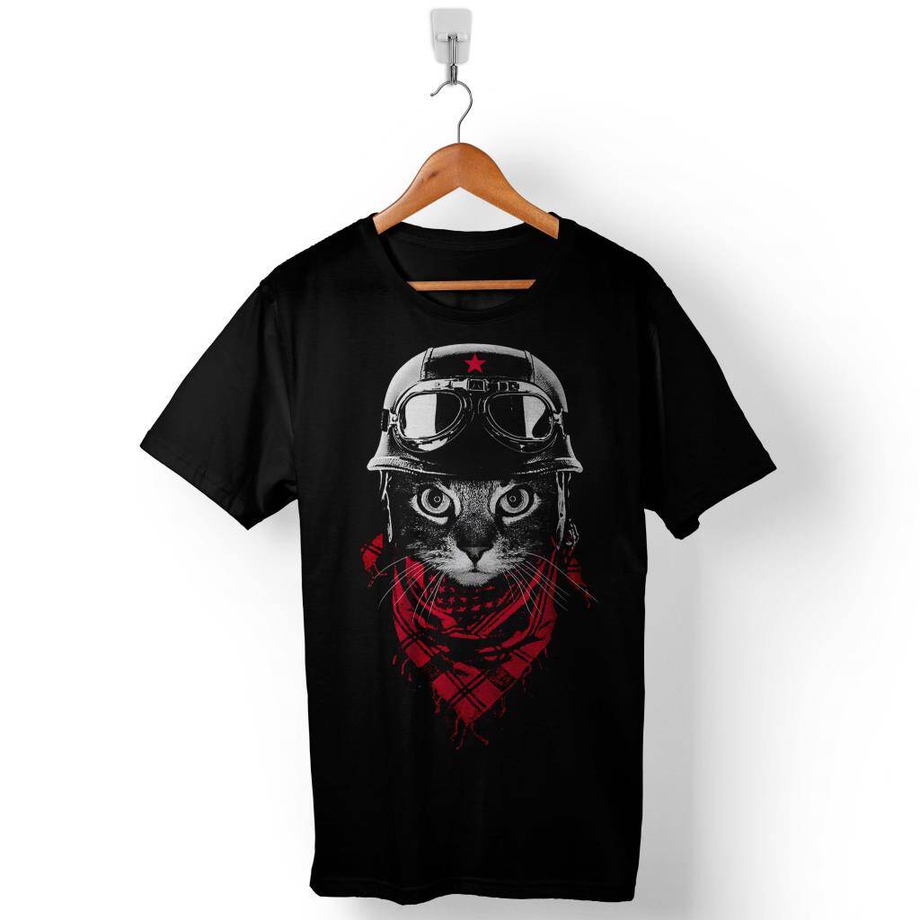 Adventurer Cat Kedi Smokin Baskılı Tişört Unisex T-Shirt - 1