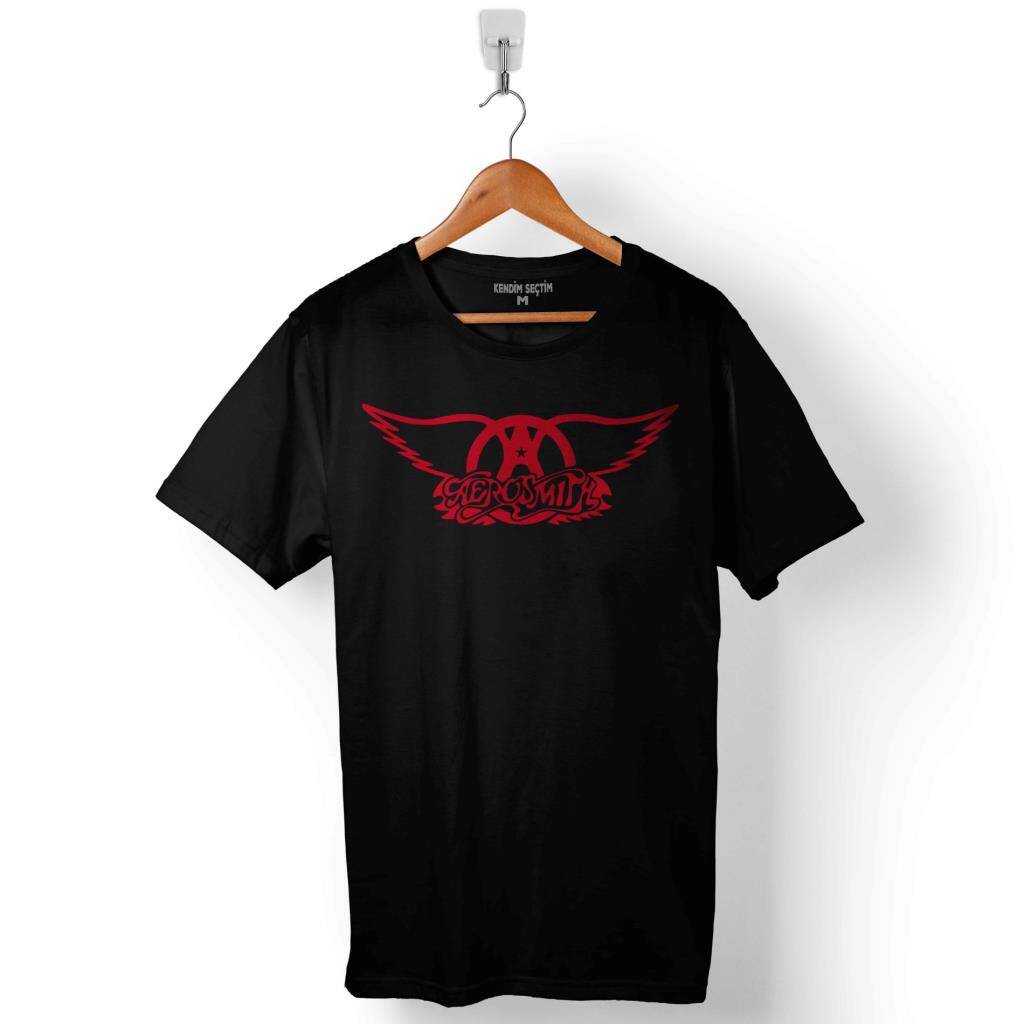Aerosmith Logo Baskılı Tişört Unisex T-Shirt - 1