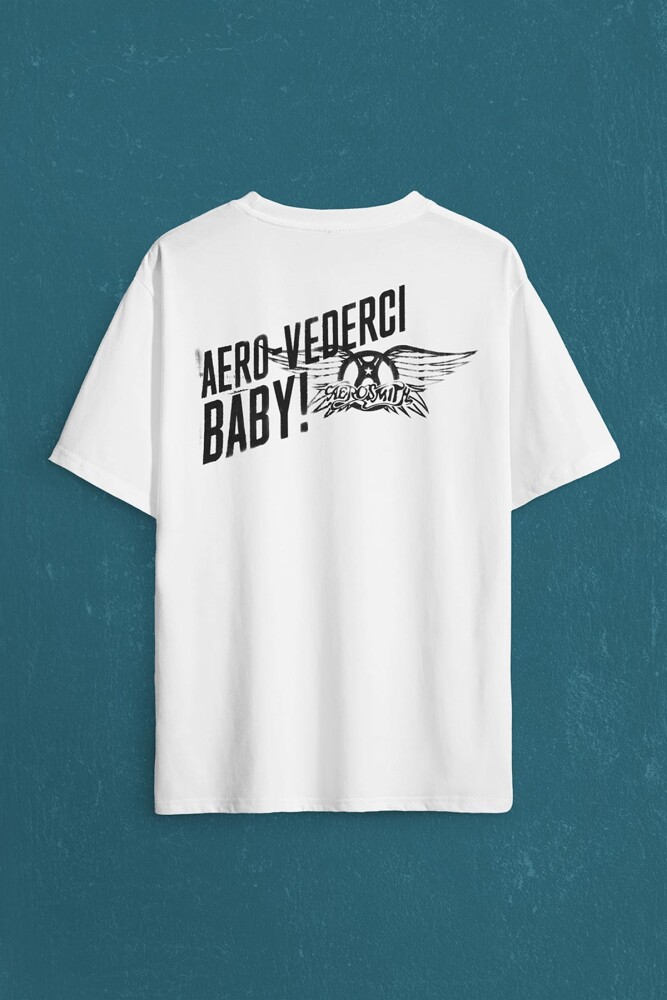 Aerosmith Steven Tyler Black On Black Wings Sırt Ön Baskılı Oversize Tişört Unisex T-Shirt (1)