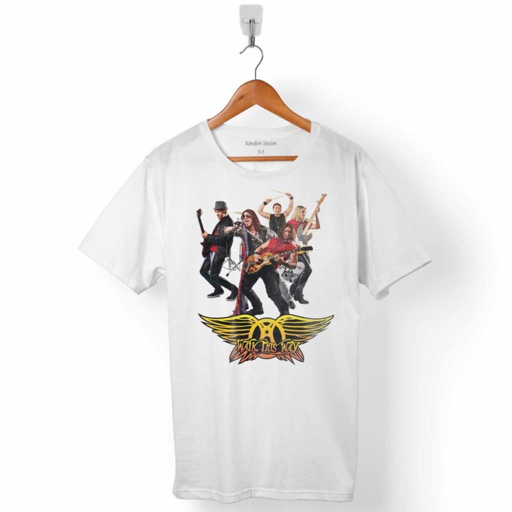 AEROSMITH WALK THIS WAY STEVEN TYLER BLACK ON BLACK ERKEK TİŞÖRT - KENDİM SEÇTİM