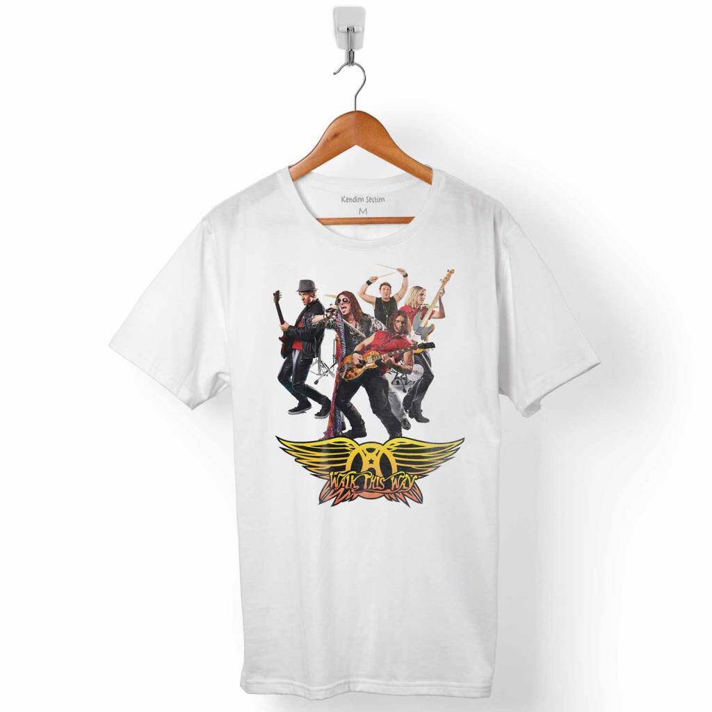 AEROSMITH WALK THIS WAY STEVEN TYLER BLACK ON BLACK ERKEK TİŞÖRT - 1