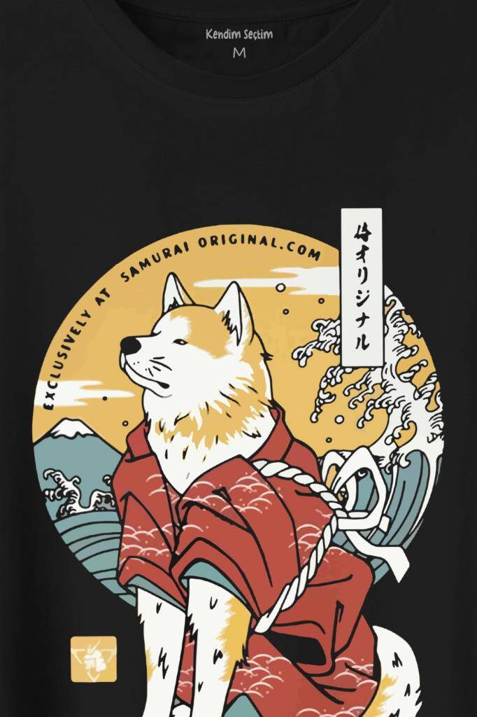 Akita Dog Japon Köpeği Shiba Inu Samurai Japanese Baskılı Tişört Unisex T-Shirt (1)