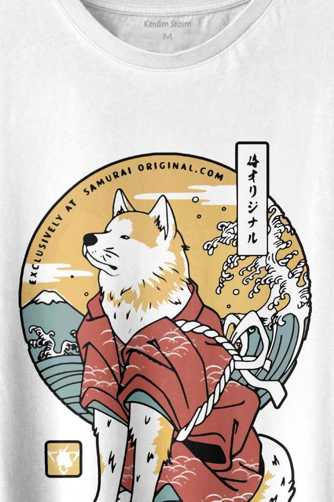 Akita Dog Japon Köpeği Shiba Inu Samurai Japanese Baskılı Tişört Unisex T-shirt (1)