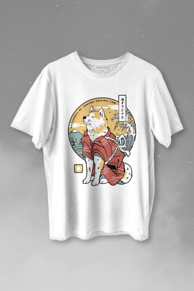 Akita Dog Japon Köpeği Shiba Inu Samurai Japanese Baskılı Tişört Unisex T-shirt - KENDİM SEÇTİM