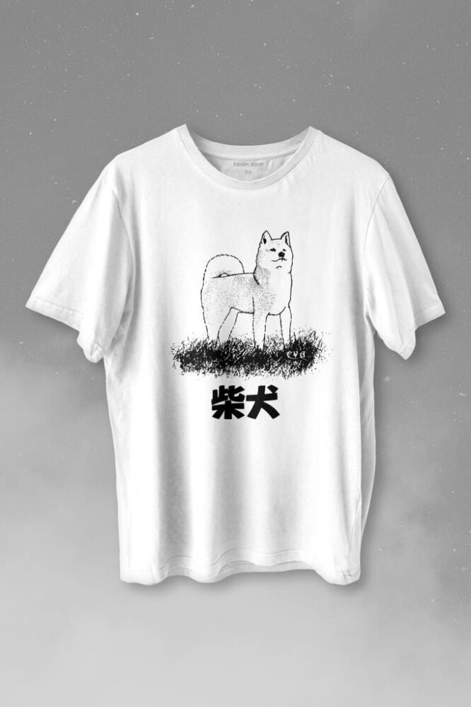 Akita Dog Japon Köpeği Shiba Inu Samurai Japanese Baskılı Tişört Unisex T-shirt