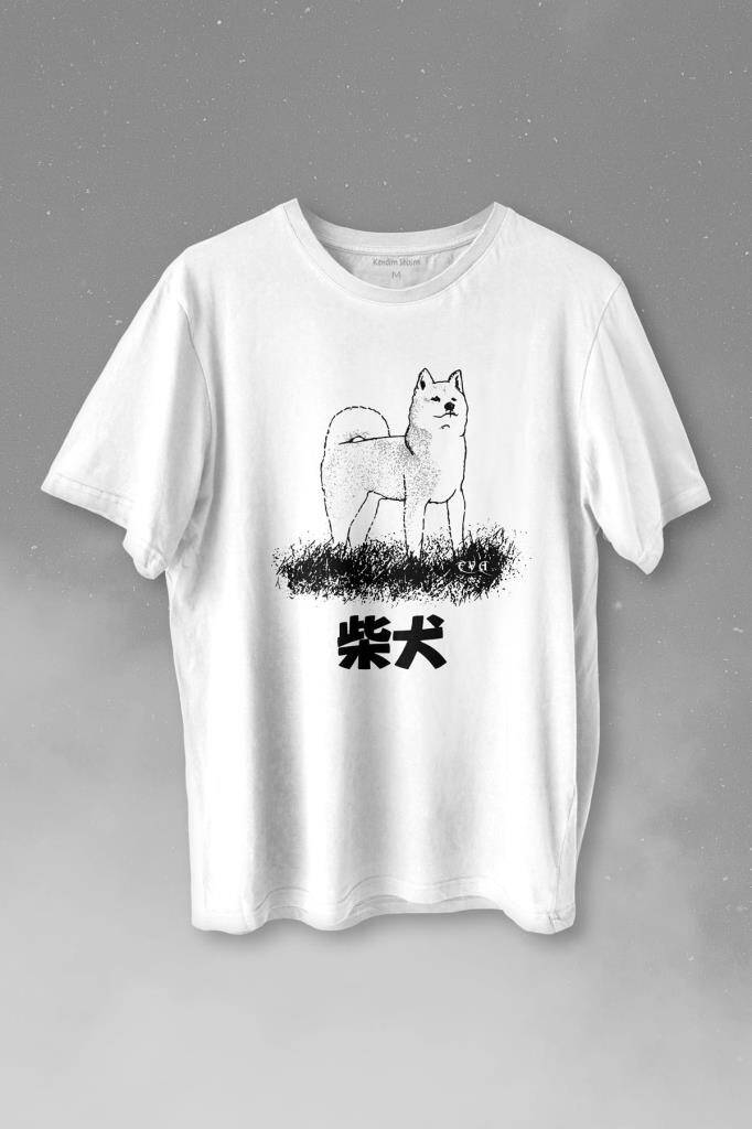Akita Dog Japon Köpeği Shiba Inu Samurai Japanese Baskılı Tişört Unisex T-shirt