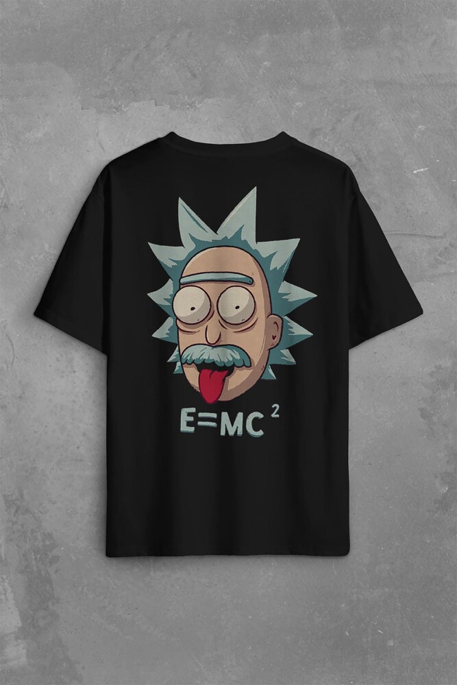 Albert Einstein Beyaz E=Mc2 Işık Hızı Sırt Ön Baskılı Oversize Tişört Unisex T-Shirt - 2