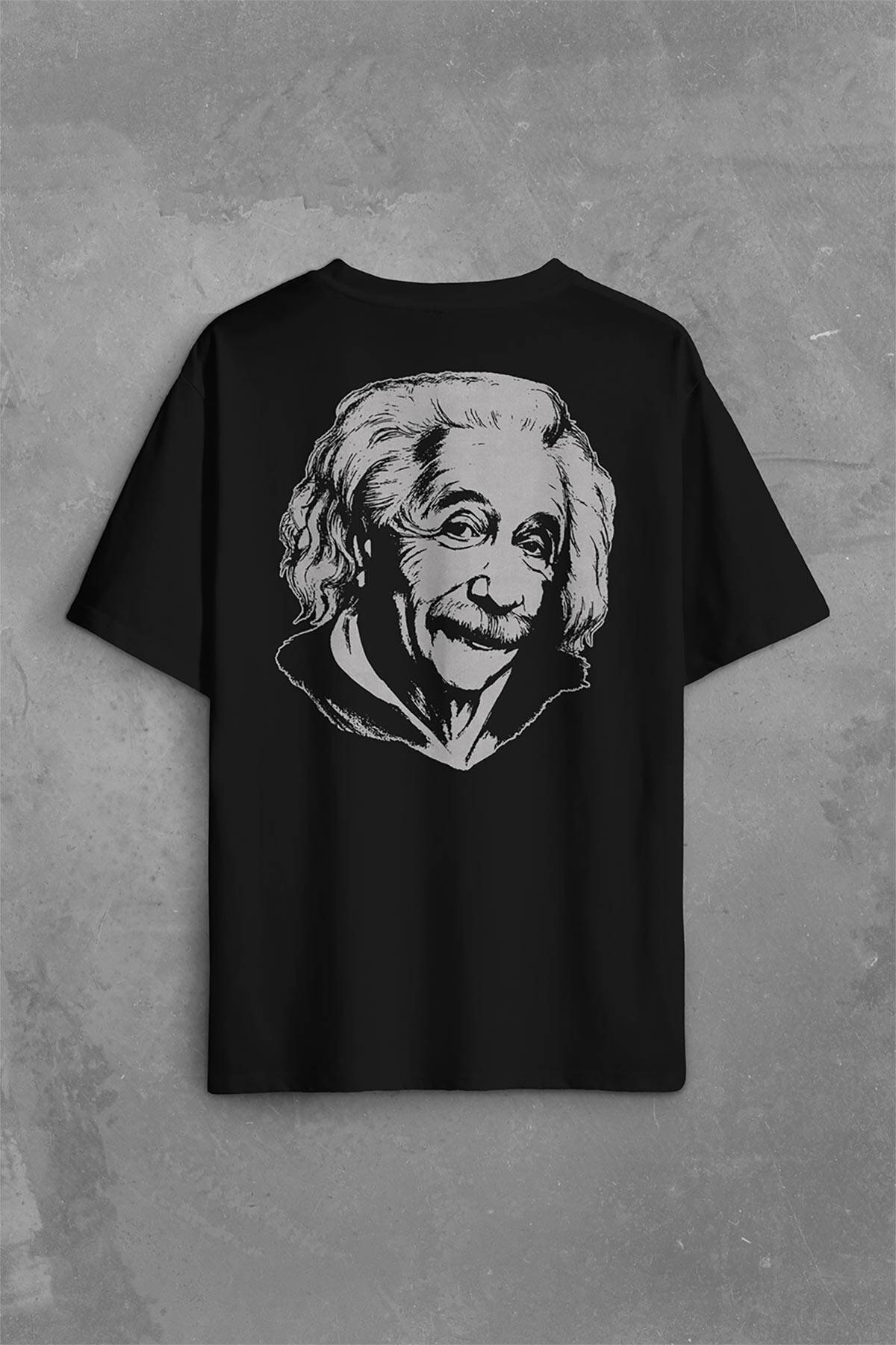 Albert Einstein İzafiyet Görelilik Teorisi E=mc2 Fizik Sırt Ön Baskılı Oversize Tişört Unisex T-Shirt - 1