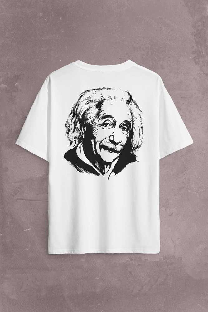 Albert Einstein İzafiyet Görelilik Teorisi E=mc2 Fizik Sırt Ön Baskılı Oversize Tişört Unisex T-Shirt - 1