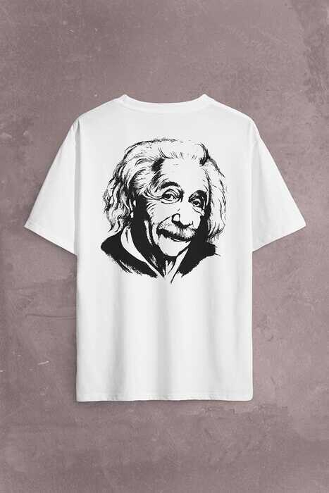 Albert Einstein İzafiyet Görelilik Teorisi E=mc2 Fizik Sırt Ön Baskılı Oversize Tişört Unisex T-Shirt - 1