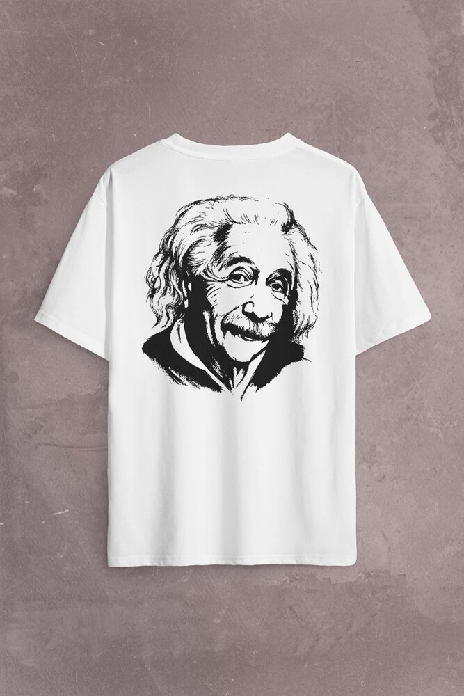 Albert Einstein İzafiyet Görelilik Teorisi E=mc2 Fizik Sırt Ön Baskılı Oversize Tişört Unisex T-Shirt - 1