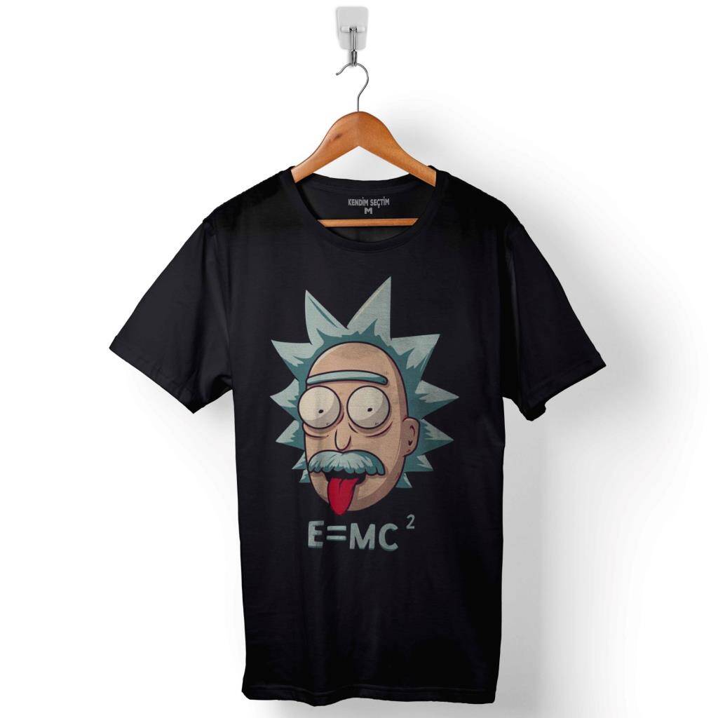 Albert Einstein Rick Beyaz E=Mc2 Işık Hızı Baskılı Tişört Unisex T-Shirt - 1