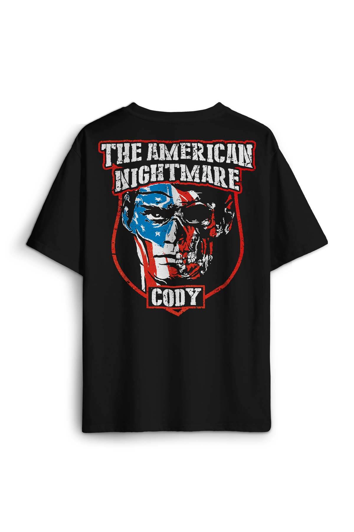 American Nightmare Cody Rhodes Wwe Amerikan Güreşi Gym Fight Sırt Ön Baskılı Oversize T-shirt Siyah (1)