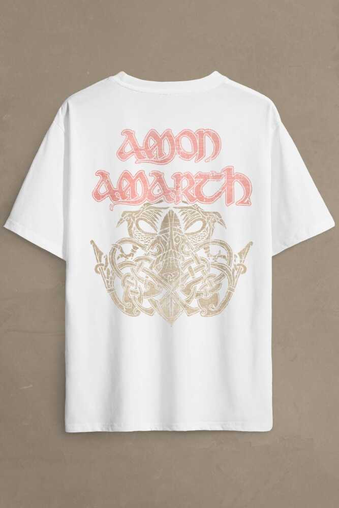 Amon Amarth Beyaz Oversize Tişört Metal Music Viking Baskılı Tişört - 2