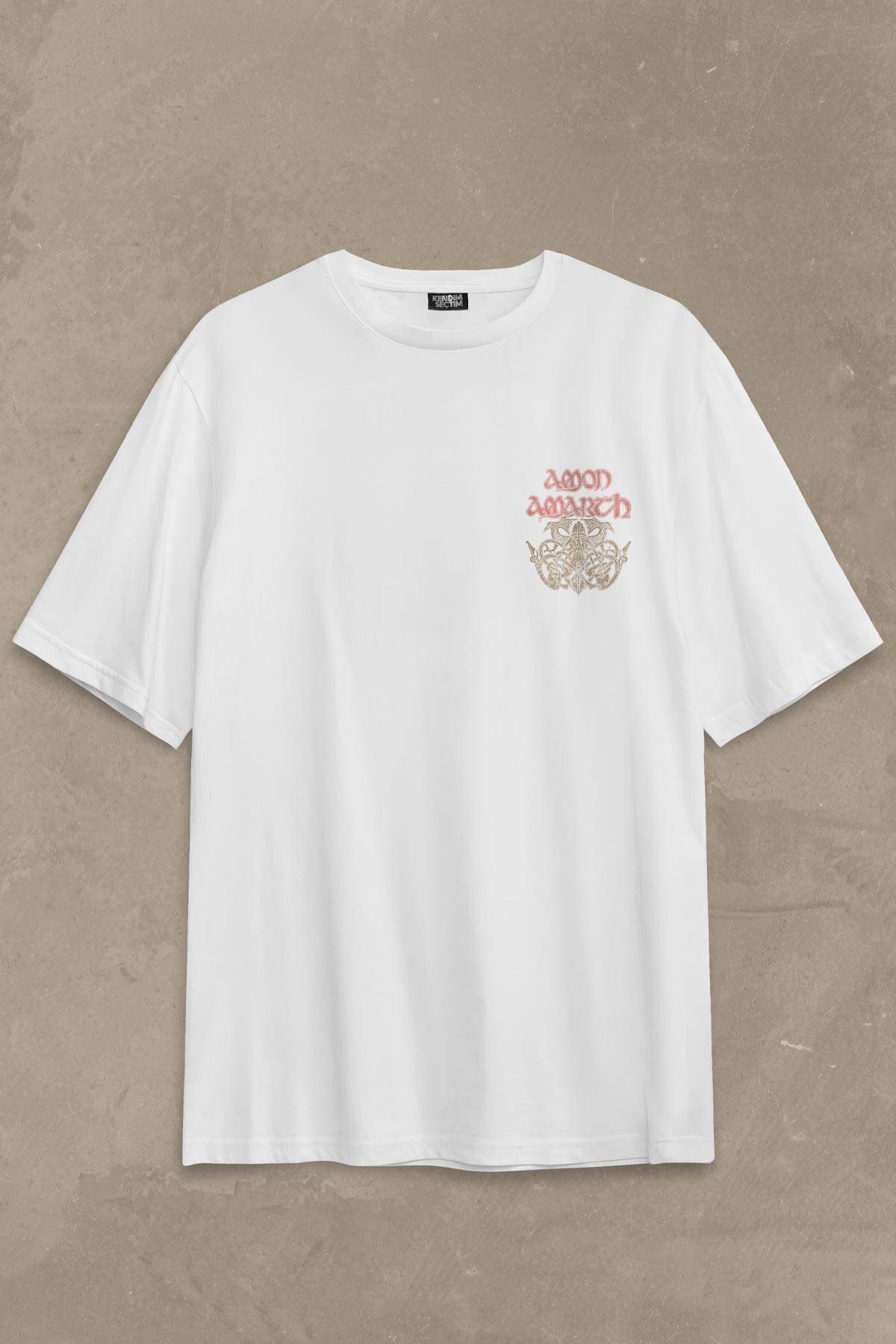 Amon Amarth Beyaz Oversize Tişört Metal Music Viking Baskılı Tişört