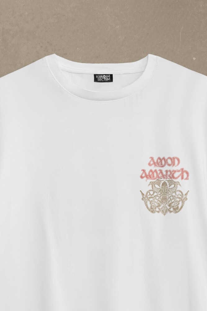 Amon Amarth Beyaz Oversize Tişört Metal Music Viking Baskılı Tişört - 3