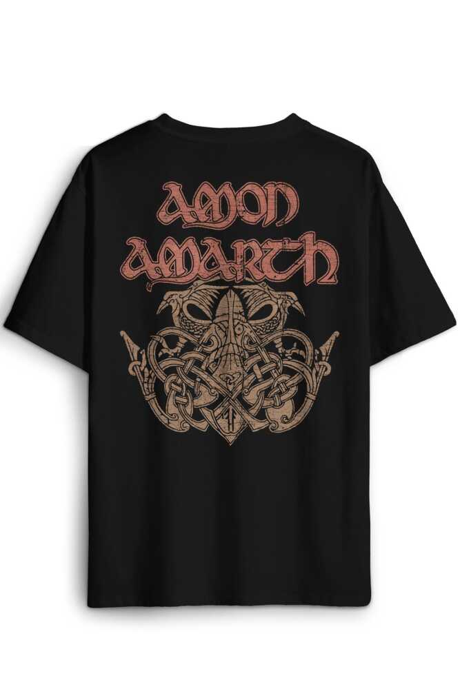 Amon Amarth Siyah Oversize Tişört Metal Music Viking Baskılı Tişört - 1