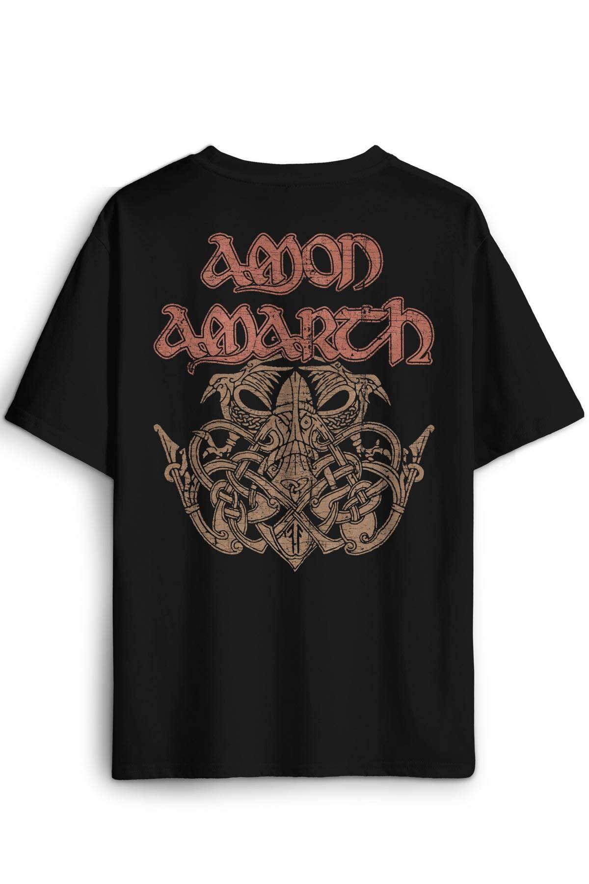 Amon Amarth Siyah Oversize Tişört Metal Music Viking Baskılı Tişört