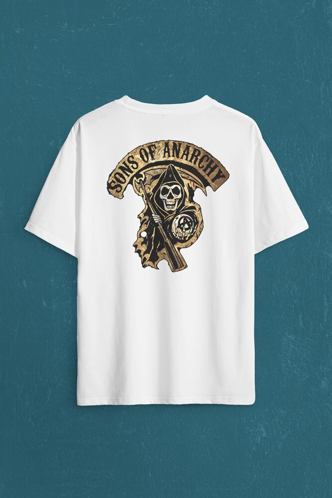 Anarşi Eylem I How To Draw The Sons Of Anarchy Sırt Ön Baskılı Oversize Tişört Unisex T-Shirt - 2