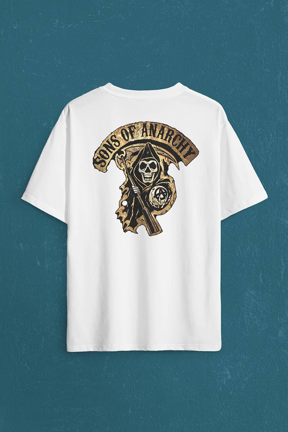 Anarşi Eylem I How To Draw The Sons Of Anarchy Sırt Ön Baskılı Oversize Tişört Unisex T-Shirt (1)