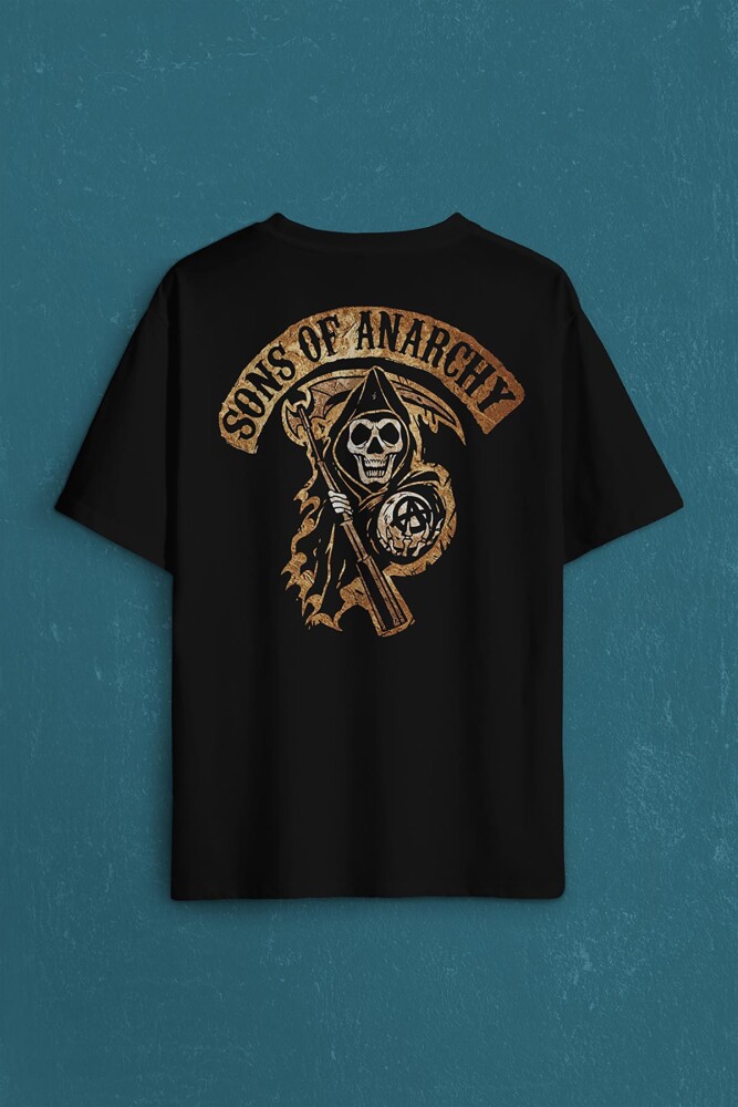 Anarşi Eylem I How To Draw The Sons Of Anarchy Sırt Ön Baskılı Oversize Tişört Unisex T-Shirt - 1