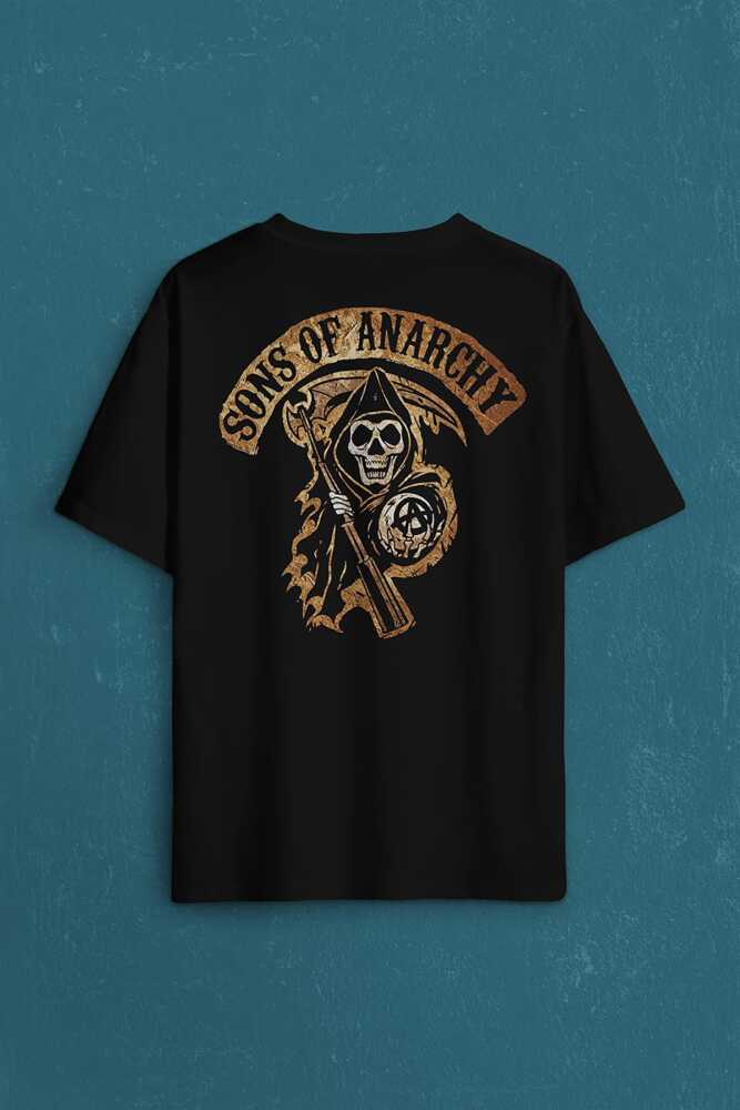 Anarşi Eylem I How To Draw The Sons Of Anarchy Sırt Ön Baskılı Oversize Tişört Unisex T-Shirt - 1