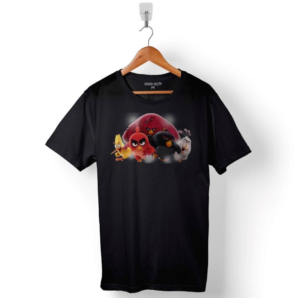 Angry Bırds Crazy Kuş Baskılı Tişört Unisex T-Shirt - 1